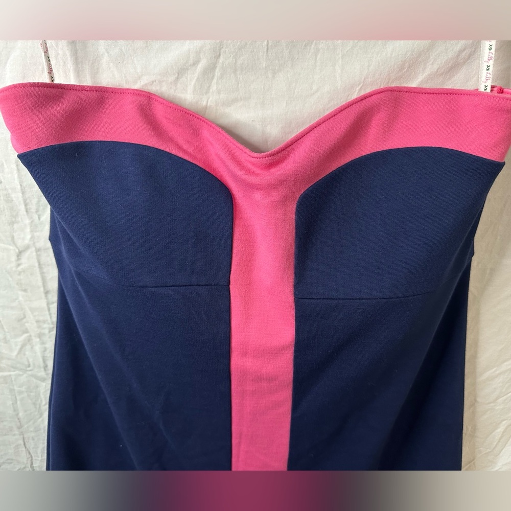 Lilly Pulitzer Strapless Colorblock Dress Pink & Navy Mini Size S - Picture 4 of 8